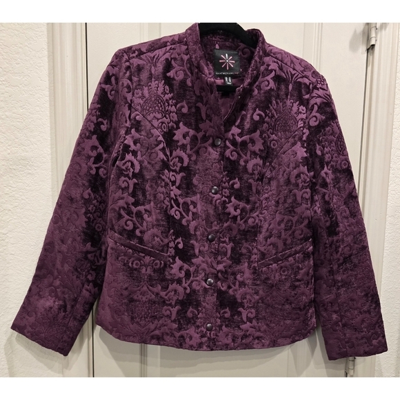 Isaac Mizrahi Live! Velvet Scroll Jaquard Jacket size 10 - Picture 4 of 14